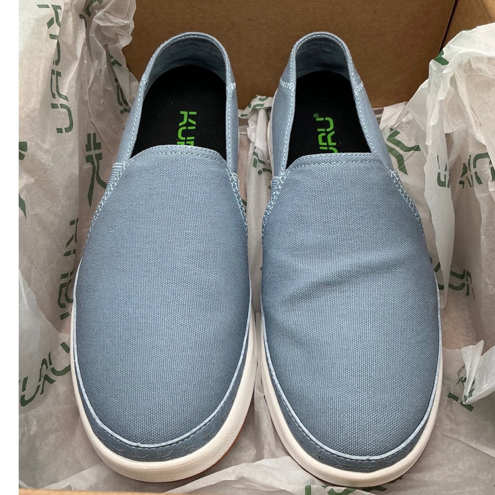 Kuru Roam Light Blue Canvas Slip On Sneakers Womens 9.5 Orthopedic Walking Shoes